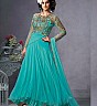 Anarkali Semi Stitched Sky Blue Salwar Kameez - Online Shopping India
