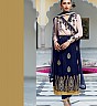 Cream Royal Blue Georgette Straight Style Salwar Kameez - Online Shopping India