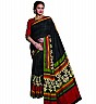 Black Pattu Silk Printed Saree - Online Shopping India