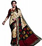 Cream Black Silk Printed Saree - Online Shopping India