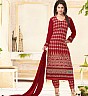 Maroon Embroidered Straight Suit - Online Shopping India