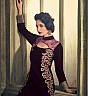 Designer Velvet  Straight Semi Stitched Magenta Salwar Kameez - Online Shopping India