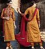 Yellow  Printed Salwar Kameez With Dupatta - Online Shopping India