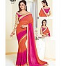 Orange Pink  Georgette Printed Saree - Online Shopping India