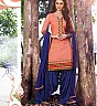 Pink Blue Patiala Semi Stitched Salwar Kameez - Online Shopping India