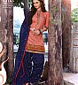 Blue Peach Patiala Semi Stitched Salwar Kameez - Online Shopping India