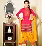 Pink Yellow Semi Stitched Salwar Kameez With Dupatta - Online Shopping India