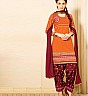 Orange Semi Stitched Salwar Kameez With Dupatta - Online Shopping India