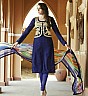Bhagalpuri Silk Navy Blue Semi Stitched Dress - Online Shopping India
