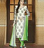 Bhagalpuri Silk white Green Semi Stitched Dress - Online Shopping India