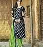 Bhagalpuri Silk Black Green Semi Stitched Dress - Online Shopping India