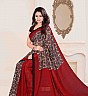 Bansi  Vichitra  Georgette Printed Red Saree - Online Shopping India