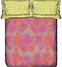 OSI DD Queen Pink N Green Printed BedSheet with 2 Pillow Covers - Online Shopping India