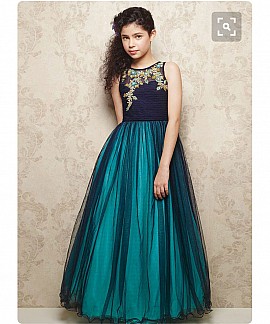 Designer Teal gown Featuring in zari embroidery