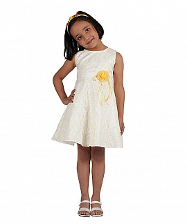Isabelle Yellow-White Partywear Dress