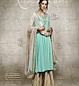 Georgette Semi Stitched Sky Blue Beige Salwar Kameez With Plazo - Online Shopping India