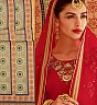 Red Silk Velvet Straight Style Salwar Kameez - Online Shopping India