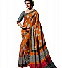 Orange Tusser Silk Printed Saree - Online Shopping India