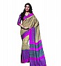Brown Purple Silk Printed Saree - Online Shopping India