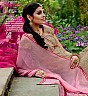 Georgette Semi Stitched Golden Pink Salwar Kameez - Online Shopping India
