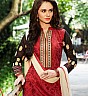 Maroon Cream Patiala Semi Stitched Salwar Kameez - Online Shopping India