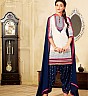White Blue Semi Stitched Salwar Kameez With Dupatta - Online Shopping India