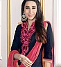 Patiala Semi Stitched Blue Pink Salwar Kameez With Dupatta - Online Shopping India